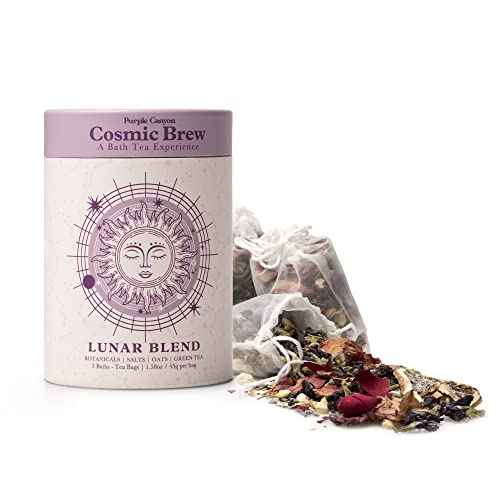 Lunar Blend Bath Tea by Purple Canyon | 3 Relaxing Bath Soaks with Lavender, Green Tea, Epsom Salt, and Essential Oils | Skin Care Gifts for Women