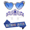 Birthday Queen Glasses & Tiara Crown Sash Set 3-Piece