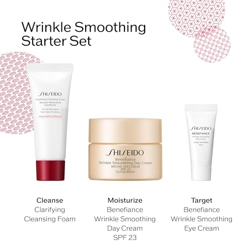 Shiseido Wrinkle Smoothing Ritual Set - Benefiance Day Cream SPF 23 (50mL), Clarifying Cleansing Foam (50mL), Eudermine Activating Essence (30mL) & Benefiance Cream (15mL) - $133 Value