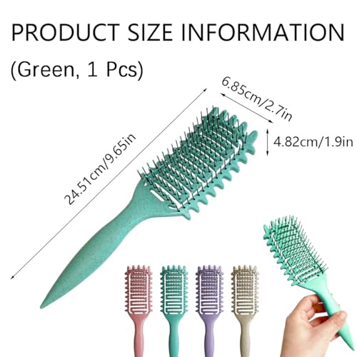 Vented Hair Brush for Curly Hair, Curl Defining Brush, Curl Define Styling Brush, Defined Curls Detangling and Styling Hairbrush for Women to Reduce Pulling and Curl Separation (Green)