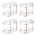 LAREKUN4pack 2-Tier Organizer & Storage Unit Stackable Bathroom Cabinet Organizer Pull-Out Kitchen Pantry Organizer & Storage System Suitable for Countertops, Pantries, Kitchens, Bathrooms