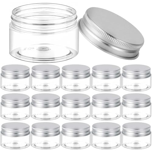 SenseYo 15 Pack 1 OZ Plastic Small Creams Container Jars with Lids for Travel (Silver Lids)