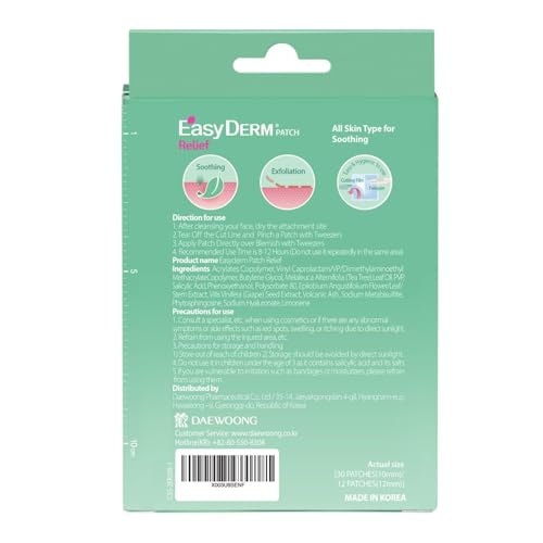 EasyDerm Relief Invisible Patch 10 Packs (420 Patches) | 10,000 ppm Tea Tree Oil, Ultra-Slim 0.1mm, Waterproof Pimple Patch, Clear Acne Spot Treatment for Everyday Use
