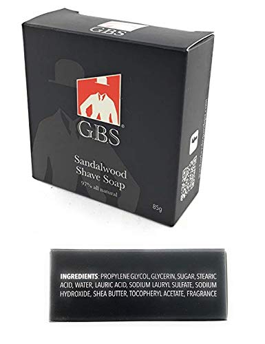 G.B.S Men's Sandalwood Shaving Soap Bar with Shea Butter & Glycerin - 3oz Natural Grooming Product
