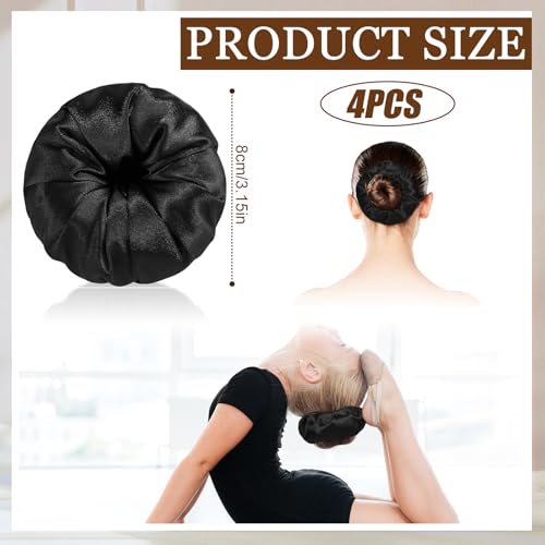 Satin Hair Bun Donuts - 4 Pack Medium Black