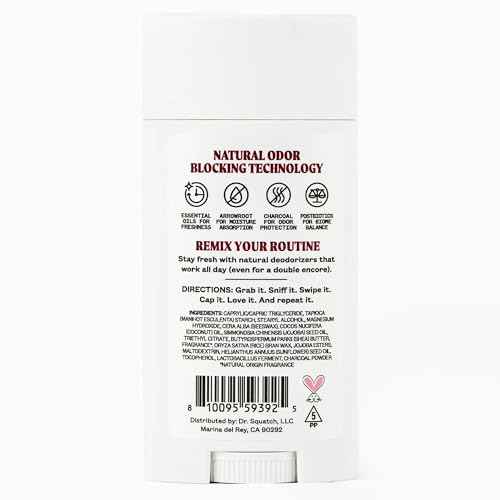 JUKEBOX Natural Deodorant for Women?Rose Hips Don't Lie Scent-Aluminum-Free, No Baking Soda, No Harsh Chemicals, Odor Blocking Technology, Rose, Praline, Lemon Zest-a Dr. Squatch Brand-2.65oz