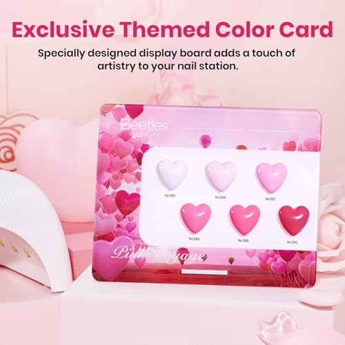 Beetles Pink Gel Polish Set - Pinks Escape 15ML/0.51Fl Oz, 6 Colors Hema Free Pink Gel Nail Polish Set, Same Color Same Bottle, Valentines Nails, Long Lasting Soak Off UV LED Nail Lamp Gifts for Her