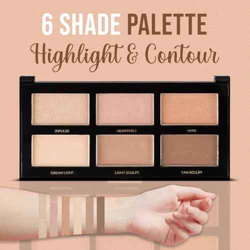 Profusion Cosmetics Highlight & Contour Palette ? Long-Wearing, Buildable Soft Powder for Sculpting & Defining, Blendable Formula for Light to Medium Skin (Light Medium)