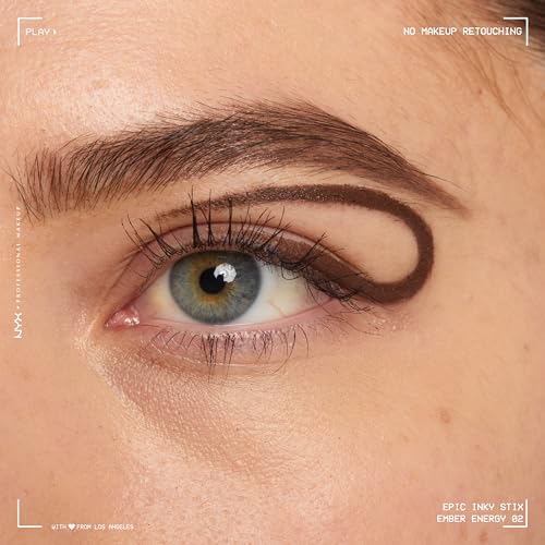 NYX PROFESSIONAL MAKEUP Epic Inky Stix Eyeliner, Mechanical Cream Gel Eyeliner, Waterproof Formula With Up To 24HR Wear - 02 Ember Energy (Matte Warm Brown)