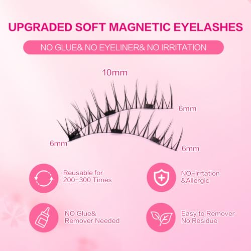 Magnetic Eyelashes Kit 2 Pairs with Applicator | Waterproof Reusable
