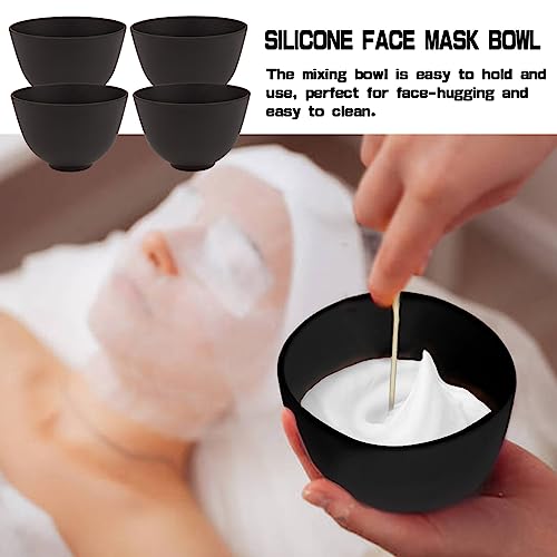 4 Inch Diy Silicone Facial Mask Mixing Bowl, 4 PCS Home Use Microwavable Silicone Facial Mud Bowl for Facial Mask, Mud Mask and Other Skincare Products, Cosmetic Beauty Tool for Home Salon(GREEN)