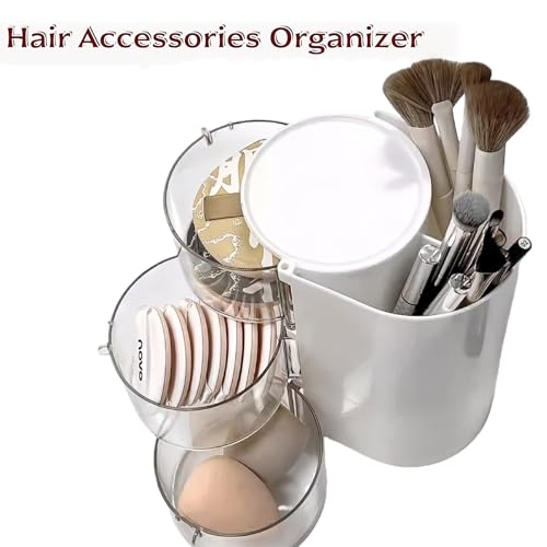Lukzeezo Hair Accessories Organizer with Hooks & Rotating Drawer