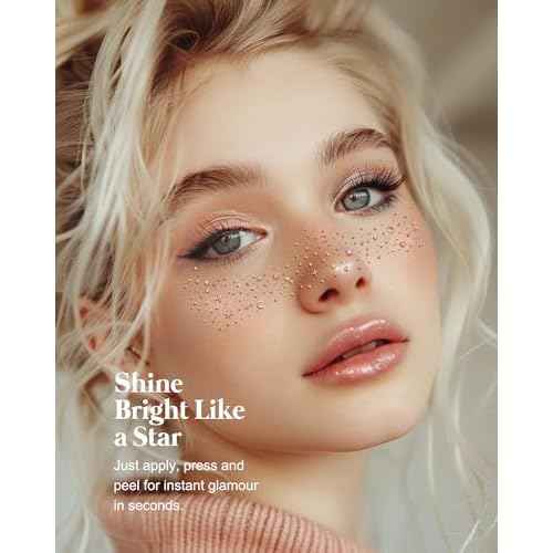 Body Face Glitter Rave Festival Pride Party Accessories - Rose Gold Waterproof Face Tattoos Speckles Makeup Patches for Women - 8 Counts