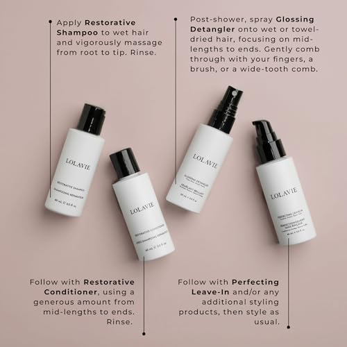 LolaVie Hair Essentials Travel Bundle | Shampoo, Conditioner, Detangler