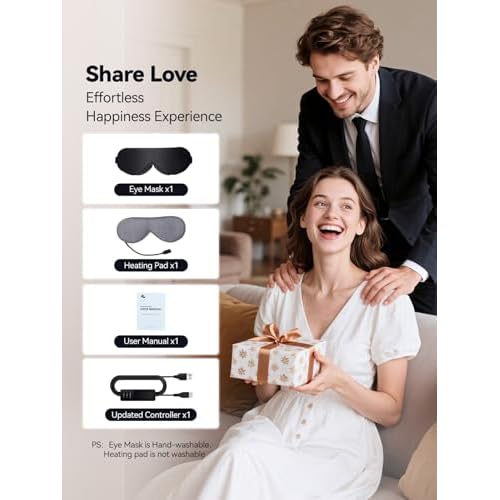USB Heated Eye Mask for Dry Eyes & Tired Eyes, Warm Compress Therapy with Adjustable Heat & Timer ? Soft Relaxation Mask for Puffiness, Dark Circles, Sleep & Eye Strain Relief