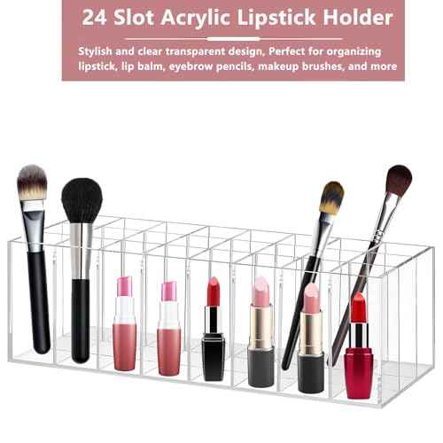 Lipstick Organizer 24 Slot Lipstick Holder Display Rack Small Clear Plastic Compact Lip Gloss Perfume Sample Mascara Holder