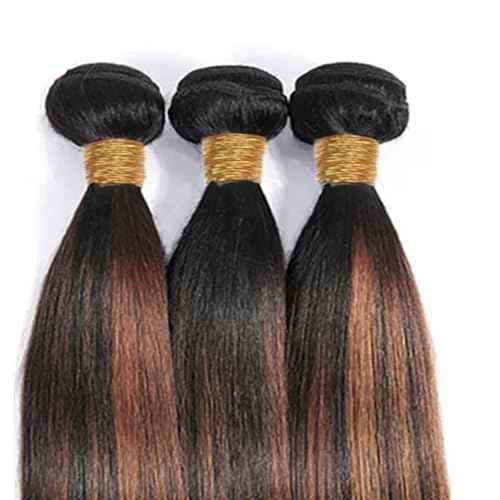 P1B30 Bundles Ombre Brown Straight Human Ahir Bundle Fb30 Highlight Hair Extensions Two Tone Black Mixed With Color 30 Brown 3 Bundles 16 18 20 Inch 300G