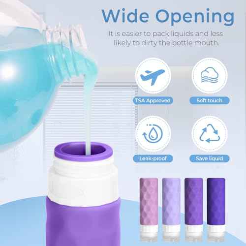 16pack Travel Bottles for Toiletries, TSA Approved Travel Size Containers Set, Leak Proof Refillable Liquid & Creams Toiletries Accessories Kit W/Toiletry Bag (Purple)