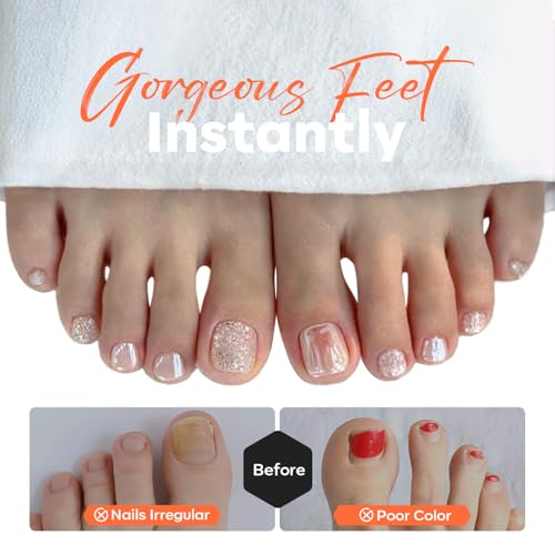 Modelones Toe Nail Tips Short Square Soft Gel Squoval Fake Press Ons