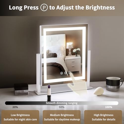 LED Makeup Mirror 13.2" with Smart Touch & 3 Light Modes