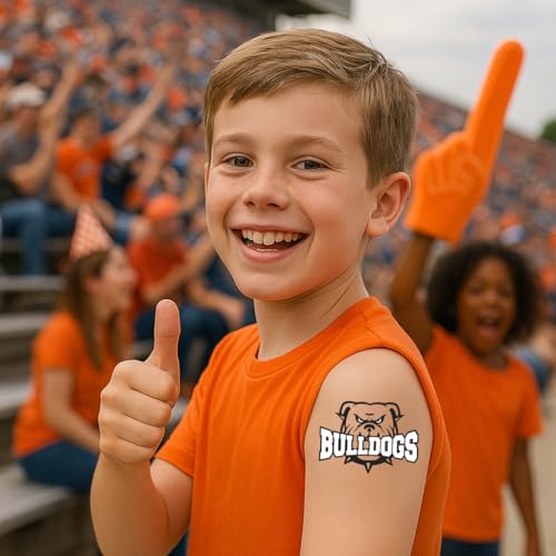Bulldog Mascot Temporary Tattoos 25-Pack – School Spirit & Sports