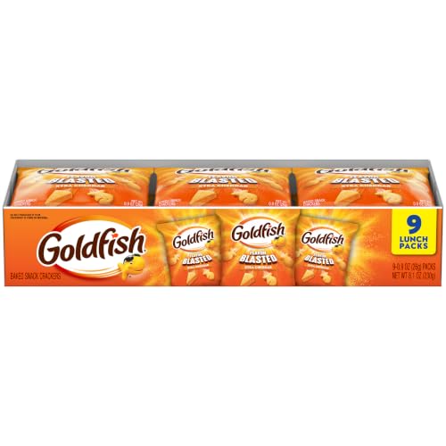 Goldfish Flavor Blasted Xtra Cheddar Cheese Crackers 0.9 oz Pack of 9 - On-the-Go Snack