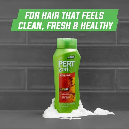 Pert 2 in 1 Active Clean Shampoo and Conditioner - Deep Clean with Odor Elimination Technology - Leaves Hair Manageable and Fresh All Day - 25.4 oz (Pack of 2)