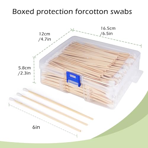 400 Pcs 6 Inch Cotton Swabs with Wood Handle - Gun Cleaning, Makeup & Pet Care