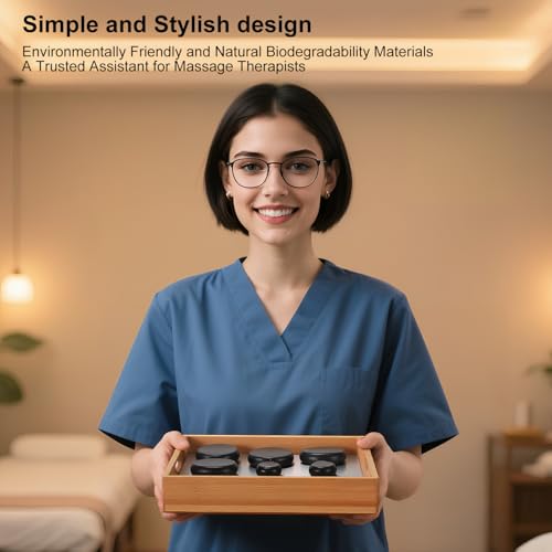 Hot Stone Massage Set with Warmer Kit,10 PCS Rocks Stones with Bamboo Heater Box,Massage Warmer Kit with Temperature Control and Timming Setting,Massage Stone Heater for Spa & Home Use