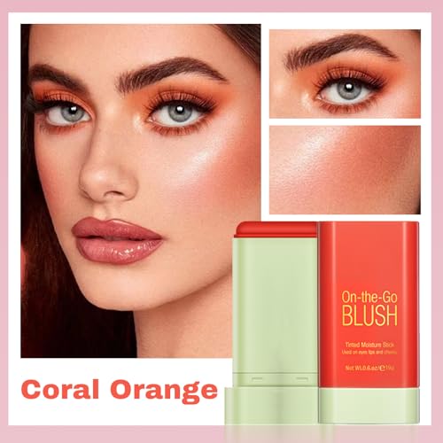 Hydrating Cream Blush Stick - Multi-Use Coral Orange Blush