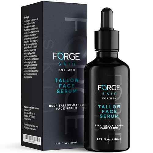 FORGE SKIN¢ç Night Beef Tallow Serum for Men [TALLOW-BASED] - Facial Essence for Face Wrinkles with Essential Oils - Natural Green Tea Skincare for Radiance and Skin Hydration (1.77 OZ)