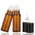 2 Pack Large Amber Glass Roller Bottles with Funnel - 30ml