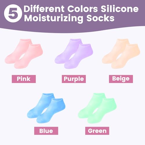 Silicone Moisturizing Socks for Cracked Heels - 5 Pair Set