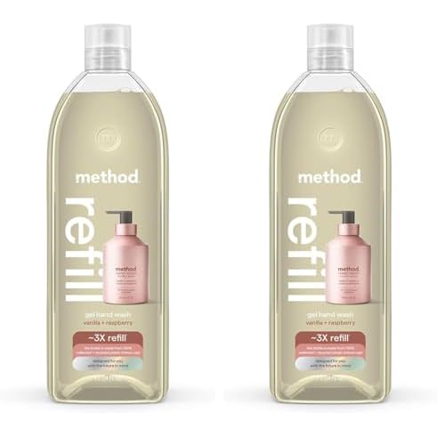 Method Gel Hand Soap Refill, Vanilla + Raspberry, Biodegradable Formula, 34 Fl Oz (Pack of 2)