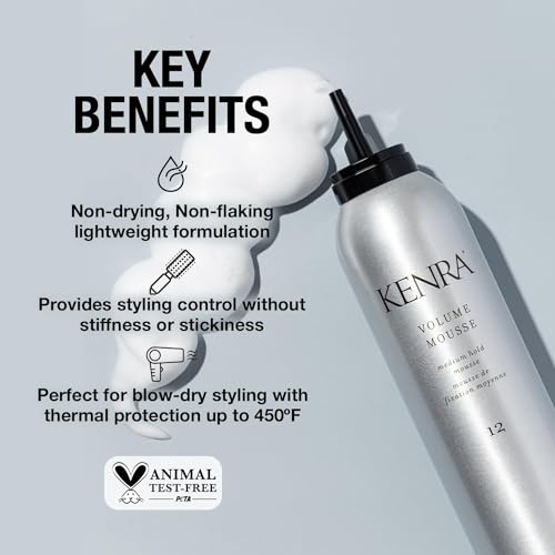 Professional Volume Mousse 12 | Firm Hold Mousse | Alcohol Free | Non-drying, Non-flaking Lightweight Formula | Tames Frizz & Conditions | Thermal Protection up to 45F | All Hair Types