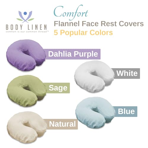 Body Linen Flannel Massage Face Rest Covers - 100% Cotton 10-Pack (Natural)