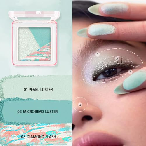 Light Green Baked Eyeshadow Palette - 3 Shade Shimmer
