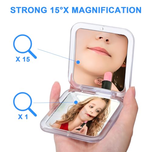 Compact Folding Travel Mirror with 2X Magnification for Purse