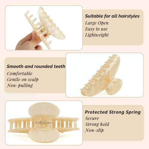 Large Marble Initial Claw Clip - 4" Acrylic Hair Clips