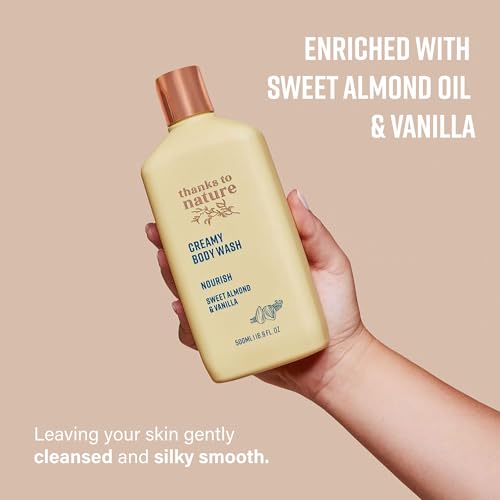 Creamy Body Wash, Sweet Almond and Vanilla Scent, Moisturizing Formula for Normal to Dry Skin, 500mL