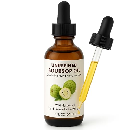 Virgin Soursop Oil (Anona Muricata, Graviola, Guanabana) ? 100% Pure, Organic, Cold-Pressed, Unrefined ? 2oz - 60ml ? Natural Facial Oil & Moisturizer for Dry, Damaged, or Sensitive Skin