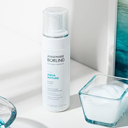 ANNEMARIE B?RLIND - AQUANATURE Refreshing Cleansing Mousse - Aloe and Hyaluronic Acid Vegan Natural Facial Wash - Removes Impurities and Makeup with Mild Tensides - 1.69 Fl. Oz.