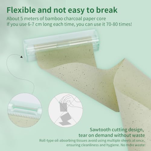 DUcare Oil Blotting Sheets Roll Green Tea Refillable 15M - Shine Control for Oily Skin