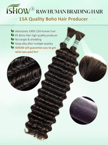 ISHOW Raw Human Hair Deep Wave Boho Hair 15A 100g 20 Inch - Chocolate Brown (Boho-100g)4#