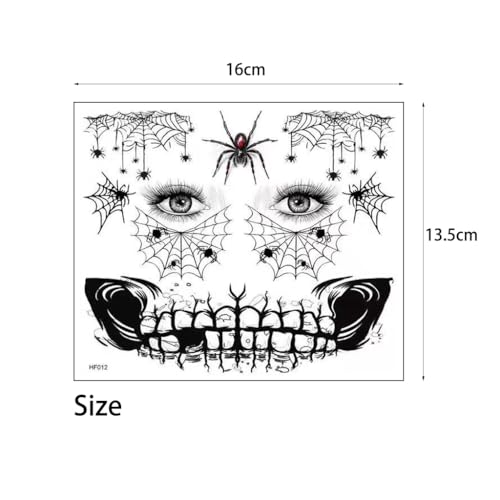 8 Sheets Halloween Temporary Tattoos Face Stickers