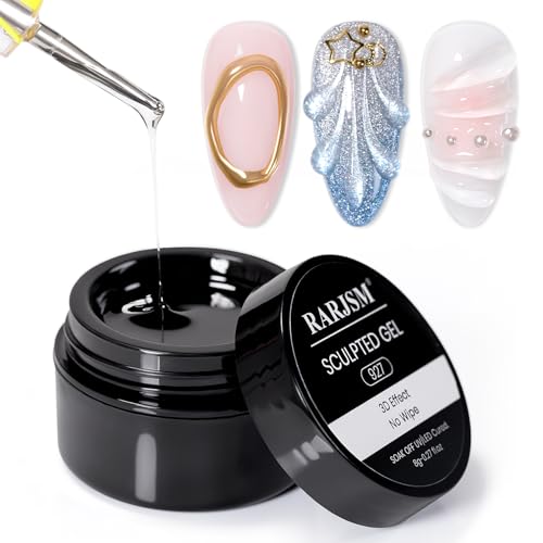 RARJSM Clear 3D Sculpting Gel for Nail Art Chrome Effects & Charm Adhesive