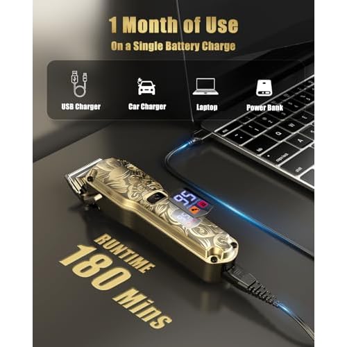 Jack & Rose Cordless Hair Clippers, Mens Hair Clippers, Wireless Clippers for Men, Barber kit Professional Clippers for Men