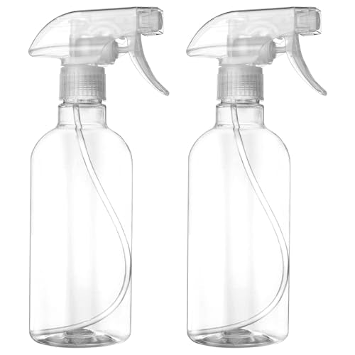 DIYSELF 2 Pack 16.9 oz (500 ml) Clear Spray Bottles - Heavy-Duty, Adjustable Nozzle
