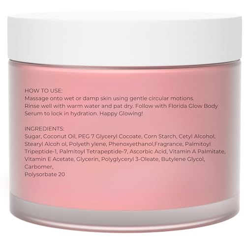 Polypeptide Sugar Scrub for Women - Exfoliating Body Sugar Scrub with Peptides & Vitamin C for Smooth, Radiant Skin - 10.5 oz
