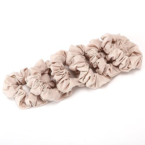 LONEEDY Satin Hair Scrunchies, 6 PCS Large Soft Scrunchies for Women and Girls, No-Hurt Elastic Hair Bands (Beige)